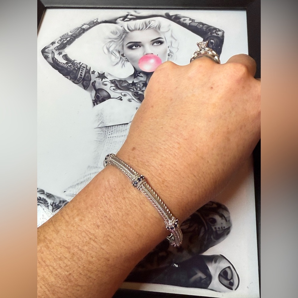 SOLD: DO NOT BUYJudith Ripka Sapphire Silver Hinged Bracelet
